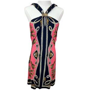 Cache Vibrant Pink and Navy Maxi Dress